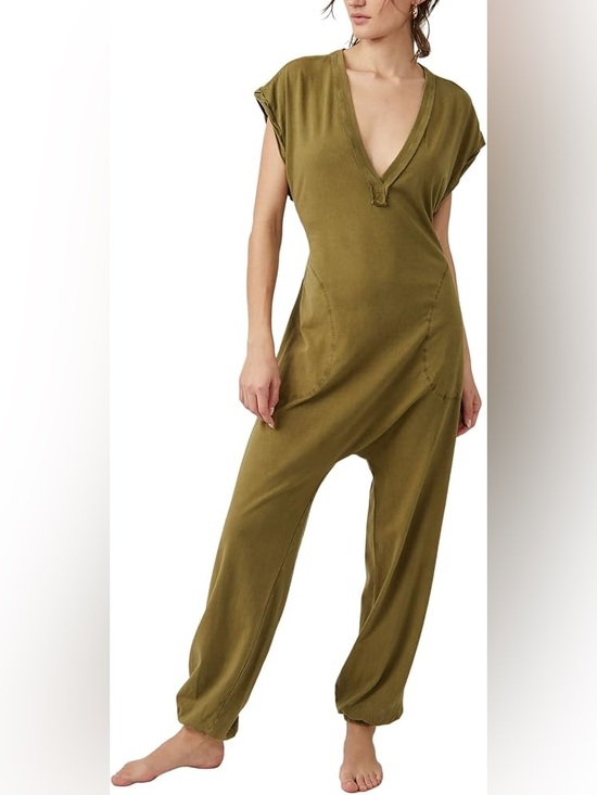 Free People Pants - Free People Olive Utility Hot Shot V-Neck Jumpsuit